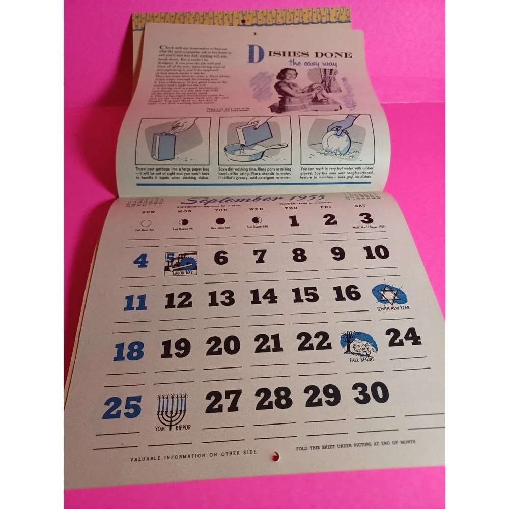 1955 CALENDAR Bensonville Fuel Oil Co. Westby Bros. ILLINOIS Washington's home
